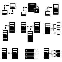 Server, big data icon set