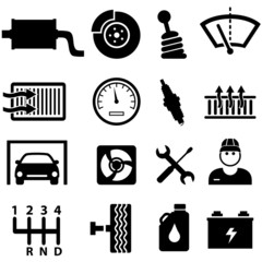 Car repair and mechanic icons