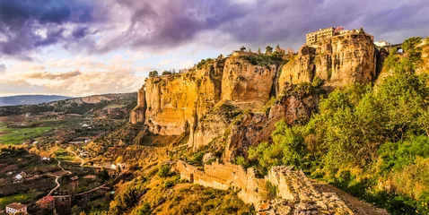 Photo sur Plexiglas Ronda Pont Neuf Panoramic view of the city of Ronda at sunset, Andalusia, Spain