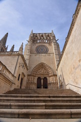 Fototapeta na wymiar Escaleras y fachada de laCatedral de Burgos (Camino de Santiago)