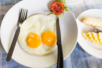 Close up fried egg breakfast
