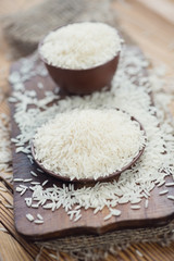 Vertical shot of raw basmati kernels, close-up