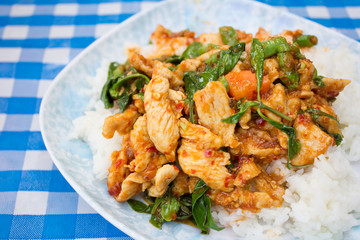 Stir fried chicken in holy basil - thai food