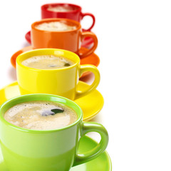 Colorful cups of coffee