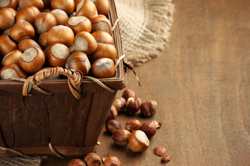 Hazelnuts in basket