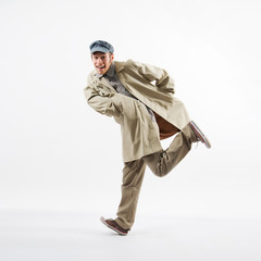 modern dancer posing on white background