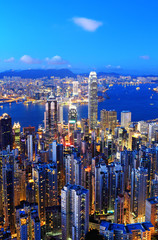 Naklejka premium Hong Kong skyline at night