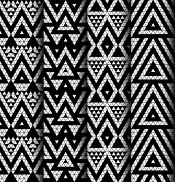 Tribal monochrome lace patterns. Vector illustration.