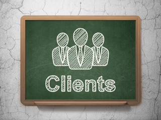 Finance concept: Business People and Clients on chalkboard