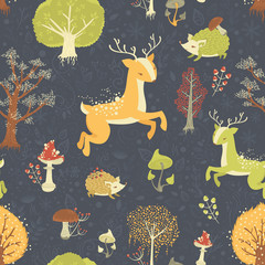 Magic forest seamless pattern
