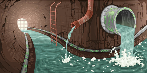 Inside the sewer.