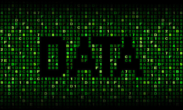 Data text on hex code illustration