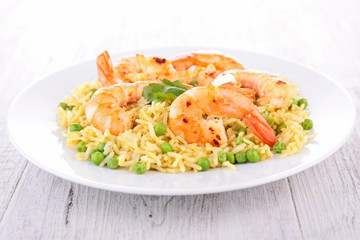 rice,pea and shrimps