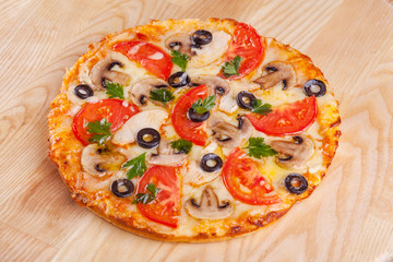 italian pizza served on wooden table