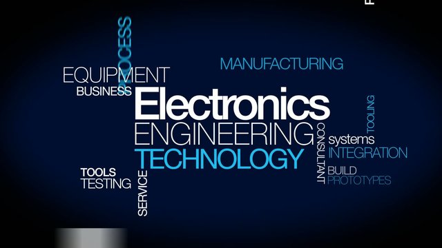 Electronics engineering technology EET word tag cloud animation