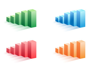 set of color business bar graph