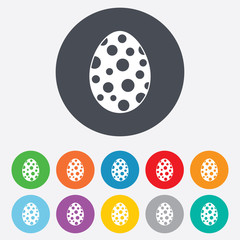 Easter egg sign icon. Easter tradition symbol.