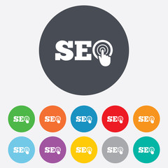 SEO sign icon. Search Engine Optimization symbol.