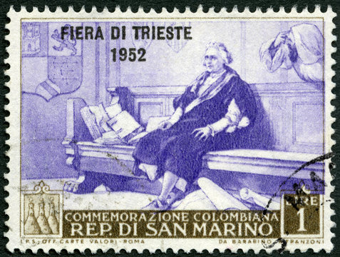 SAN MARINO - 1952: shows Christopher Columbus
