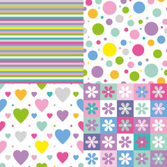 stripes, circles, hearts and flowers pattern collection