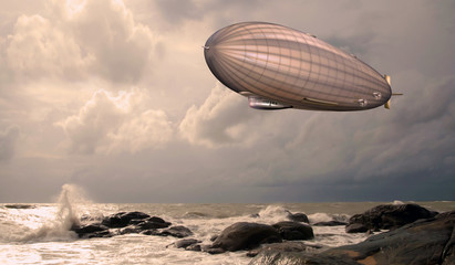 Zeppelin, Luftschiff über stürmischer See © i-picture