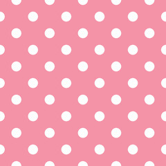Pink polka dot seamless pattern design - obrazy, fototapety, plakaty