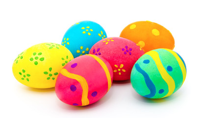 Fototapeta premium Colorful handmade easter eggs isolated on a white
