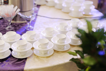 Fototapeta na wymiar Rows of White Cups