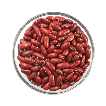 Bowl of red beans isolated on white