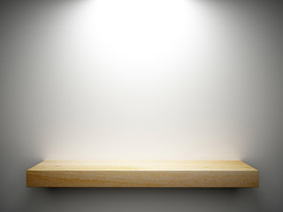wood shelf on white wall decorated