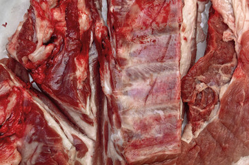Fresh raw meat.