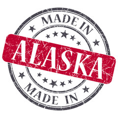 made in Alaska red round grunge isolated stamp