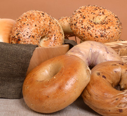 Variety of different types of bagels