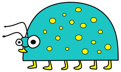 Beetle Cartoon Isolated On White Illustration