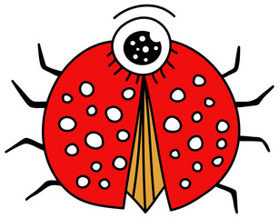 Fototapeta premium Ladybug Cartoon Isolated On White Illustration