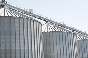 Wheat silos in a row