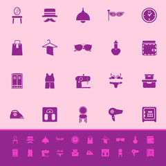 Dressing room color icons on pink background