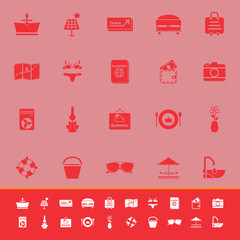 Summer color icons on red background