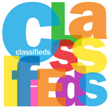 "CLASSIFIEDS" Word Collage (buy sell marketing advertising web)