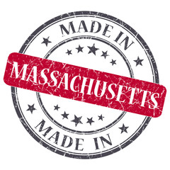 made in Massachusetts red round grunge isolated stamp