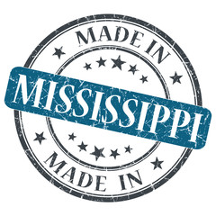 made in Mississippi blue round grunge isolated stamp
