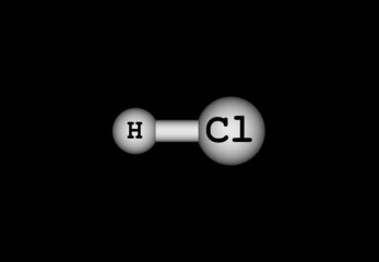 Hydrogen chloride molecular structure on black