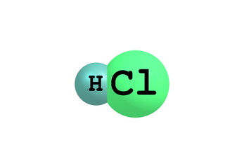 Hydrogen chloride molecular structure on white