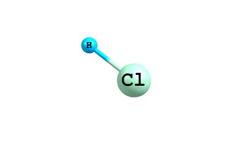 Hydrogen chloride molecular structure on white