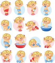 Векторная иллюстрация мальчиков и девочек-младенцев