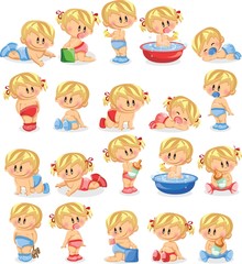 Векторная иллюстрация мальчиков и девочек-младенцев