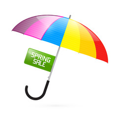 Colorful Umbrella Illustration with Spring Sale Title