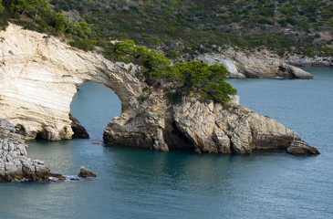 View of the rock window near Vieste