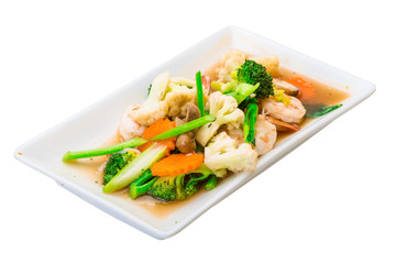 Shrimps with vegetables