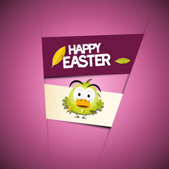 Happy Easter Pink - Violet Background with Chicken